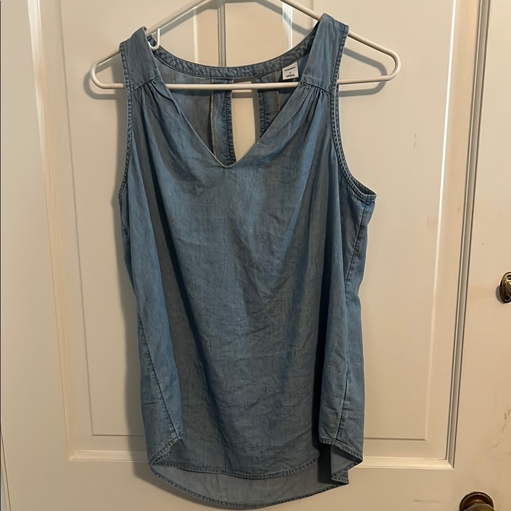 Old Navy Blue Asymmetrical Cutout Tank Top